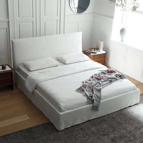 Evan Minimalist Cotton Linen Blend Bed Frame